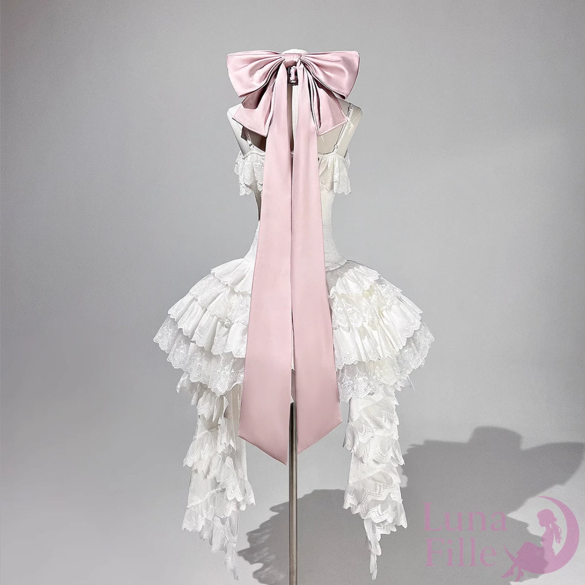 コルセットスカート＆パンツセット｜特大リボンとティアードレースが主役の姫系ロリータセットアップ【LF-024】