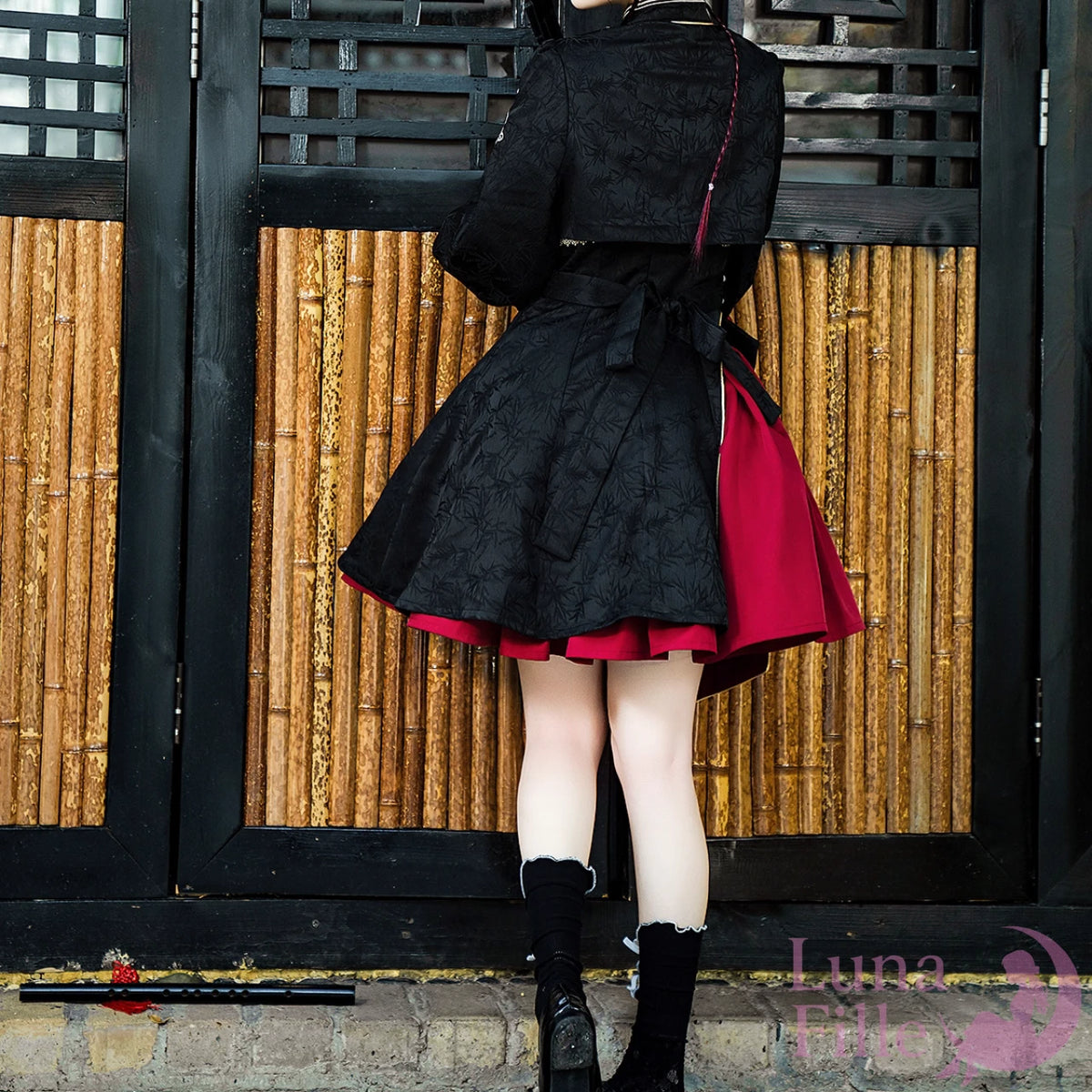 百合刺繍チャイナジャケット4点セット｜重ね着で楽しむチャイナゴシックスタイル【LF-029】