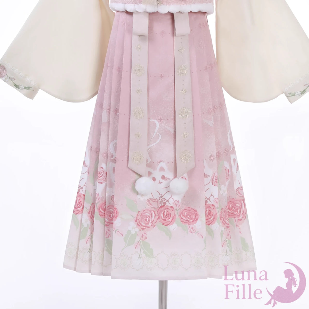 ロリータ 3点セットアップ｜ばら刺しゅうボレロ×花柄スカートの和風スタイル【LF-014】