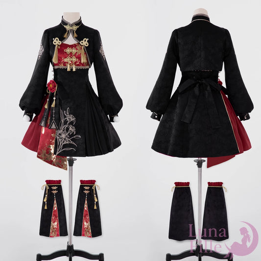 ブラック×レッドのチャイナジャケットセットの正面と背面画像